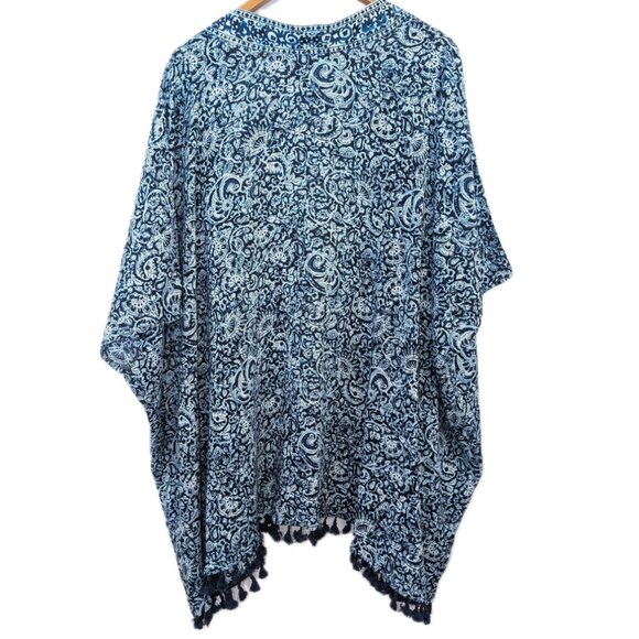 Polo Ralph Lauren | Blue & White Tassel Kimono Swim Cover Up |  One Size - Picture 10 of 14